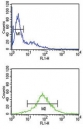 EZH2 antibody flow cytometric analysis of Jurkat cells (bottom histogram) compared to negative control cells (top histogram).