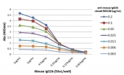 ELISA titer: the plate was coated with different amounts of mouse IgG2b. A serial dilution of recombinant Mouse IgG2b antibody was used as the primary and an alkaline phosphatase conjugated anti-rabbit IgG as the secondary.