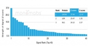 Analysis of a HuProt(TM) microarray containing more than 19,000 full-length human proteins using GATA4 antibody (clone PCRP-GATA4-1A7). Z- and S- Score: The Z-score represents the strength of a signal that a monoclonal antibody (in combination with a fluorescently-tagged anti-IgG secondary antibody) produces when binding to a particular protein on the HuProt(TM) array. Z-scores are described in units of standard deviations (SD's) above the mean value of all signals generated on that array. If targets on HuProt(TM) are arranged in descending order of the Z-score, the S-score is the difference (also in units of SD's) between the Z-score. S-score therefore represents the relative target specificity of a mAb to its intended target. A mAb is considered to specific to its intended target, if the mAb has an S-score of at least 2.5. For example, if a mAb binds to protein X with a Z-score of 43 and to protein Y with a Z-score of 14, then the S-score for the binding of that mAb to protein X is equal to 29.
